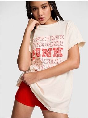 VICTORIAS SECRET PINK LIMITED EDITION CAMPUS COTTON TEE